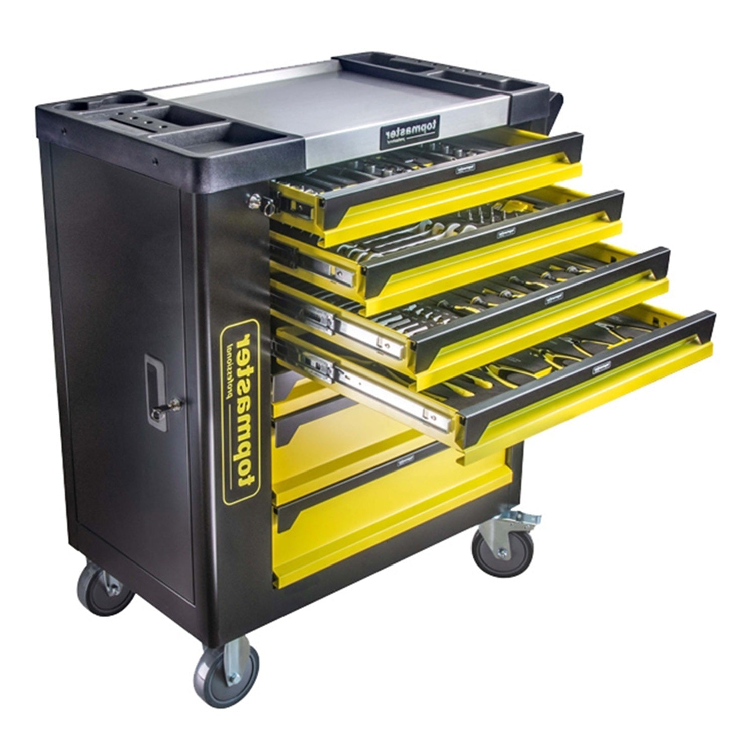 Carrello completo di attrezzi set 182 pezzi con 7 cassetti 4 scomparti e ruote da officina Carbon premium Olanda