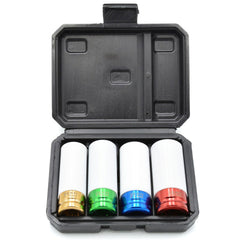 Set chiavi a bussola da 4 pezzi rinforzate per cerchi in lega da 17 - 22 mm, 1/2