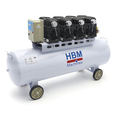 Compressore aria silenziato - con capacità del serbatoio di 200 litri - senza olio, oil free - per utensili pneumatici, SGS 10 bar HBM Machines Olanda