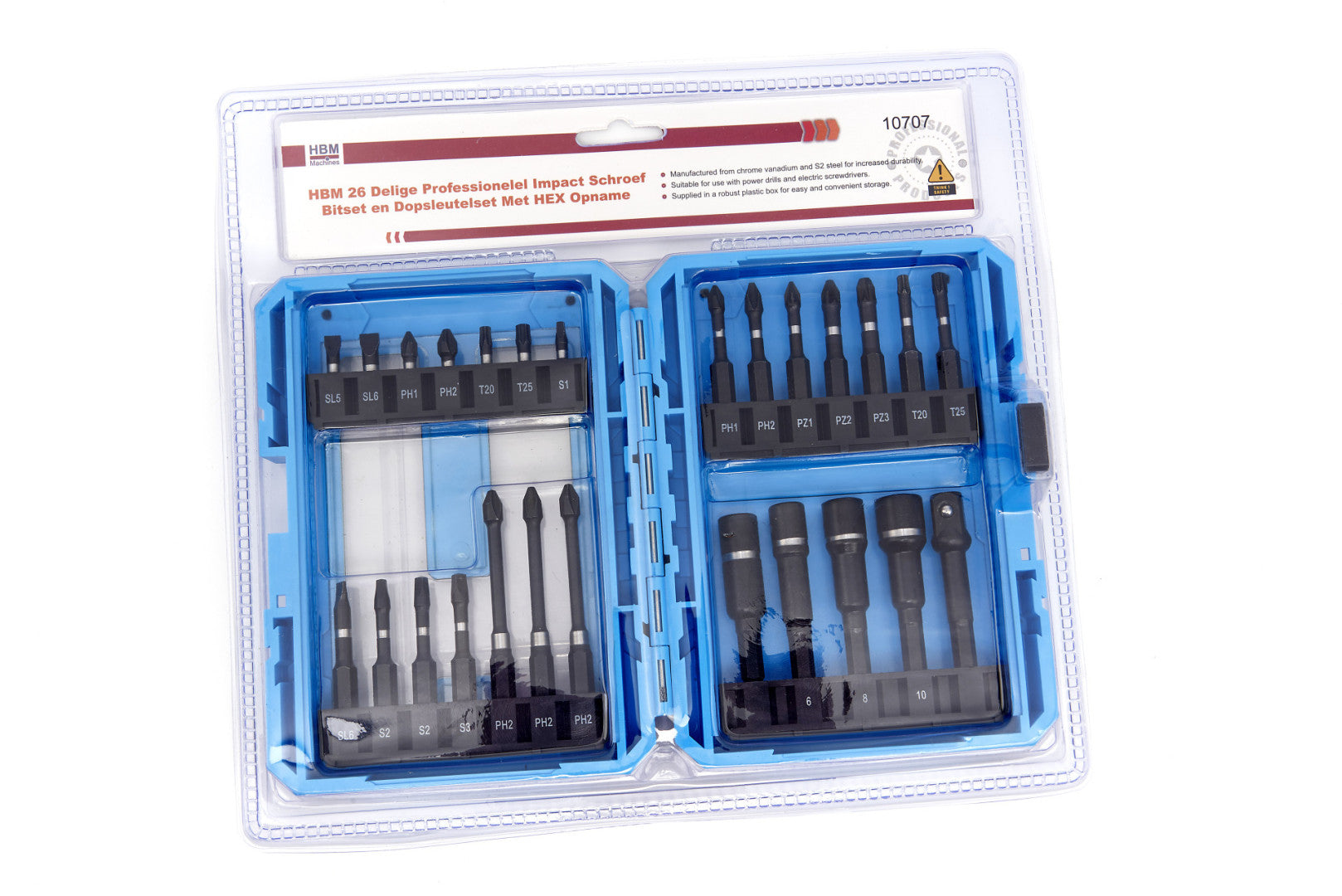 Set di punte e bit (con bit e portabit universale, accessorio per avvitatore a impulsi), set di bit di avvitamento, bit pH, PZ, S, accessori trapano e cacciavite, Hbm 26 pezzi