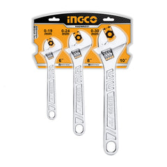 Set di chiavi regolabili 3 pezzi, chiave a rullino, chiave inglese regolabile a bocca larga 0-30 mm, Ingco
