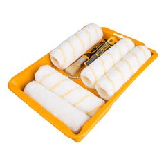 Rullo per pittura con serbatoio professionale, vassoio, mini rulli con manico, rullo pittura antigoccia, roller paint bianco per decorazione da parete e pittura e forniture per pittura, kit professionale con vaschetta e pennelli, 8 pezzi Ingco