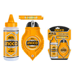 Tracciatore a filo da 30m con gesso (113g) - facile da pulire per marcature temporanee - linea robusta per linee precise, kit per tracciatura muratore, Ingco