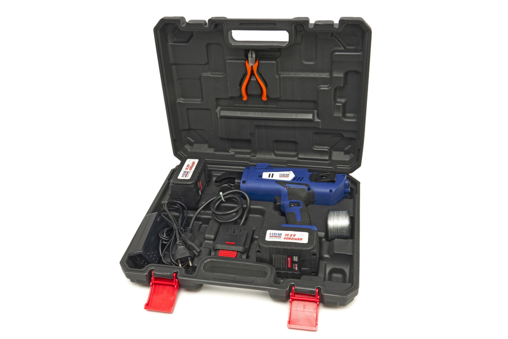 Legatrice tondino ferro automatica professionale, strumento di legatura a batteria per tondini, con 2 batterie 10,8 V 4,0 Ah e caricatore, per barre d'acciaio da 8 ~ 34 mm, Hbm