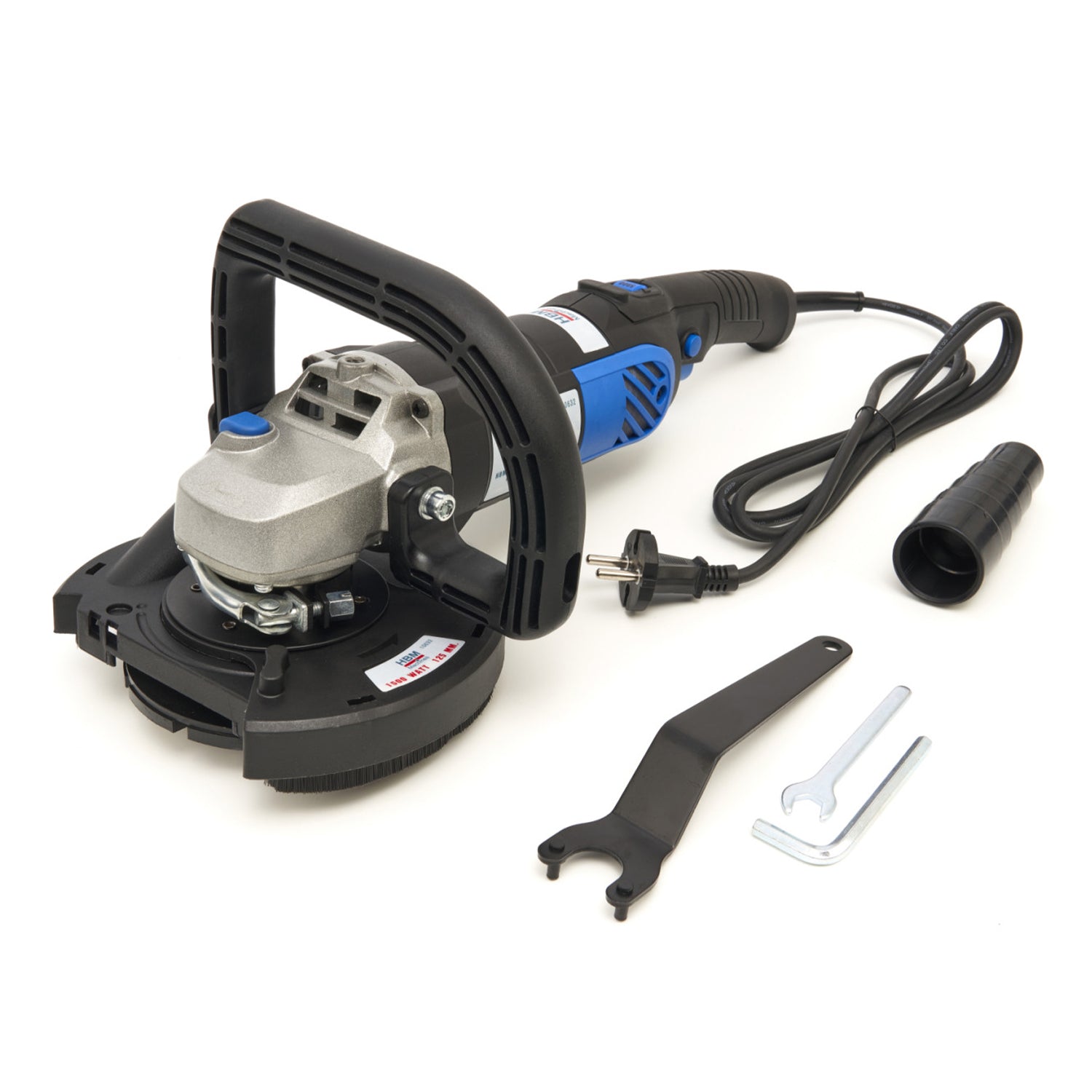 Levigatrice per calcestruzzo, 125 mm, con valigetta – levigatura precisa e senza manutenzione, velocità regolabile, 1500 W Hbm