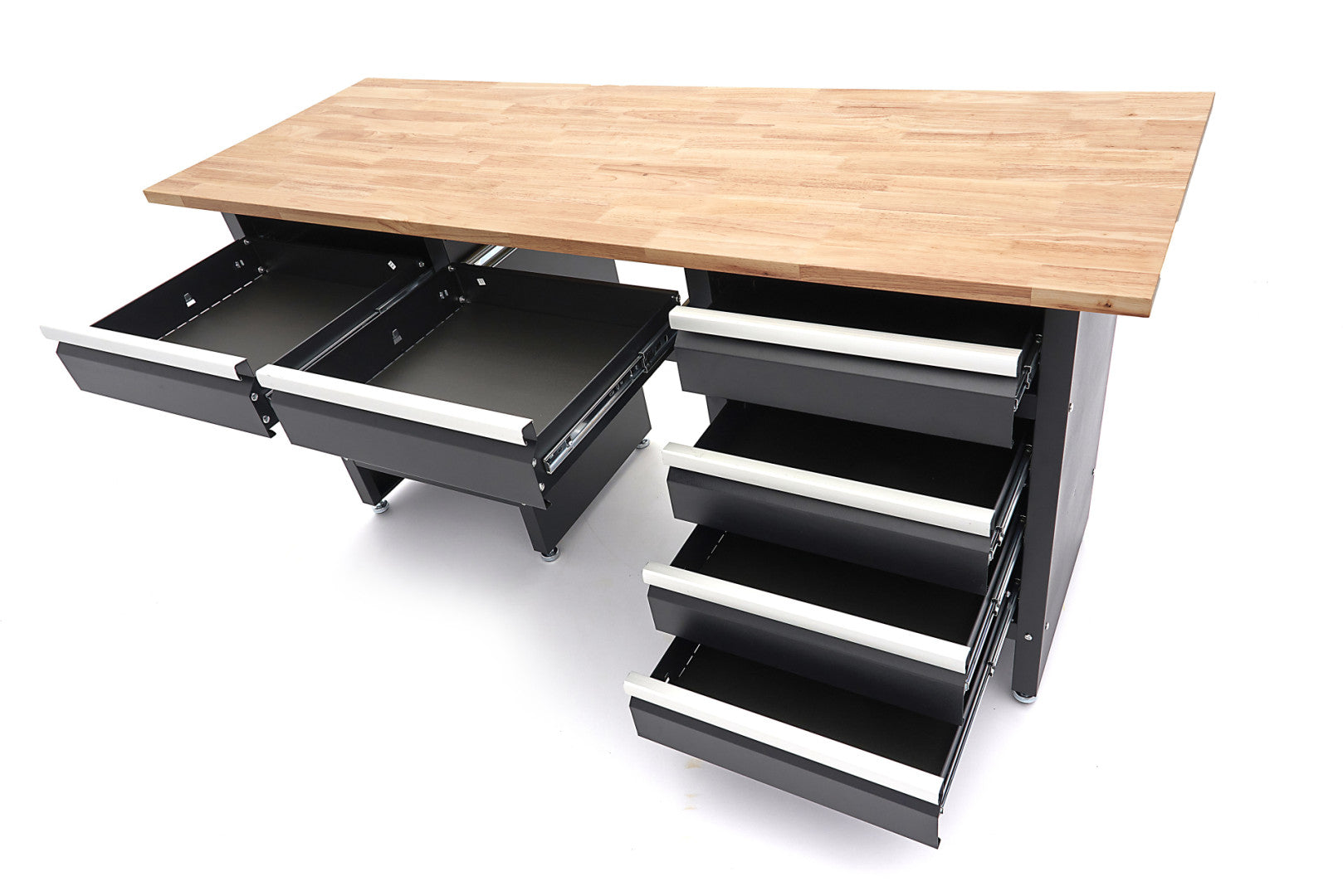 Banco da lavoro professionale con cassettiera-6 cassetti 1 anta e piano in legno massiccio 171 cm HBM Machines Premium Olanda