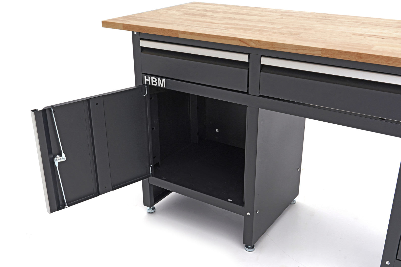 Banco da lavoro professionale con cassettiera-6 cassetti 1 anta e piano in legno massiccio 171 cm HBM Machines Premium Olanda