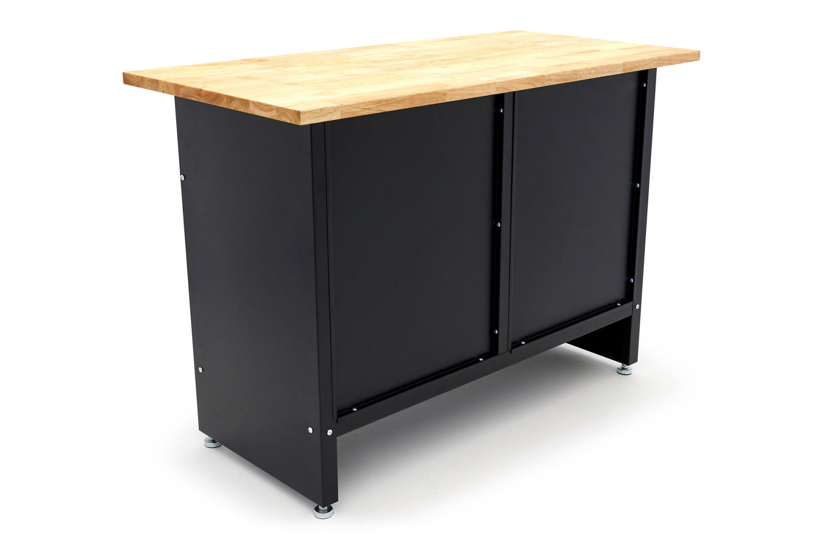 Banco da lavoro metallico 120 cm con 8 cassetti e piano in legno massiccio HBM capacità di carico 250 kg nero