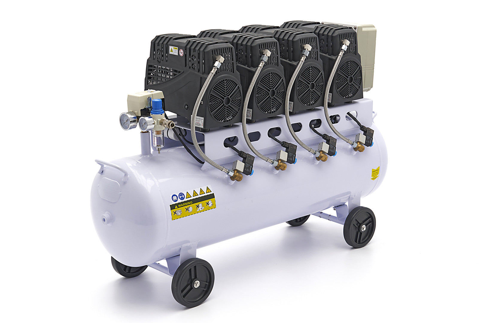 Compressore aria silenziato - con capacità del serbatoio di 120 litri - senza olio, oil free - per utensili pneumatici, 10 bar HBM Machines Olanda