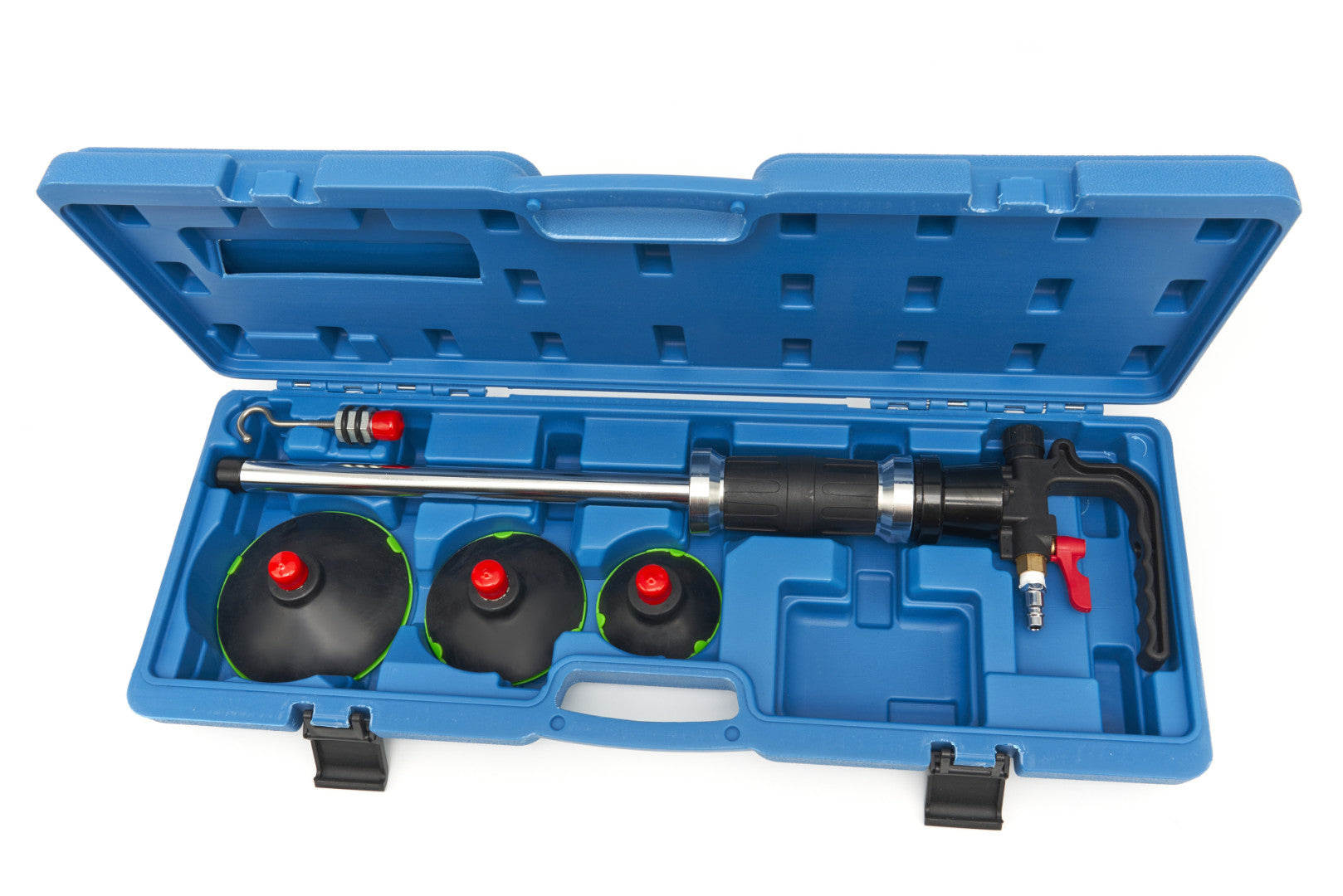 Estrattore pneumatico per ammaccature della carrozzeria con martello scorrevole, kit di riparazione per ammaccature ad aria compressa con 3 ventose Ø 75, 100, 125 mm, martello pneumatico per auto moto
