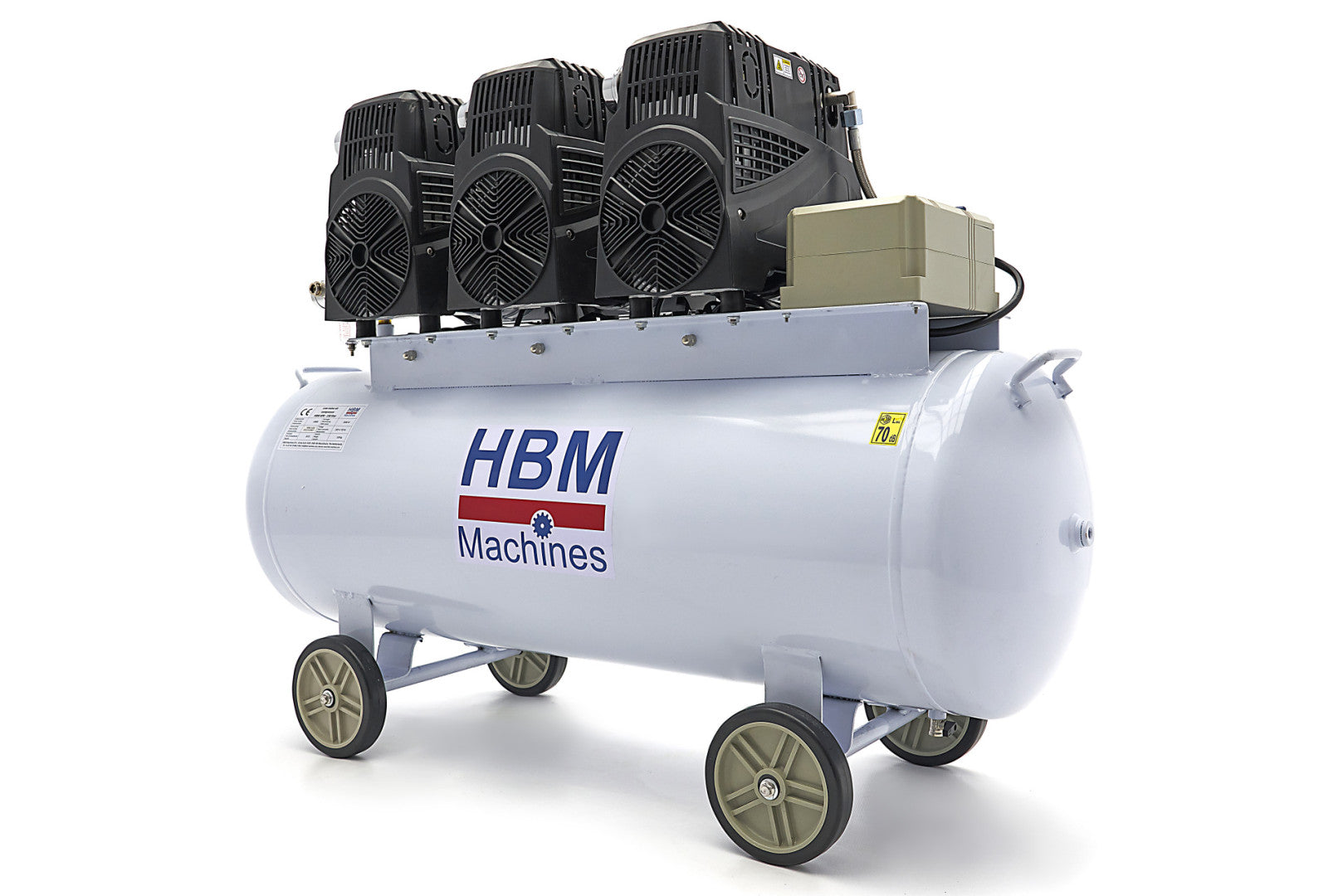 Compressore aria silenziato - con capacità del serbatoio di 150 litri - senza olio, oil free - per utensili pneumatici, 10 bar HBM Machines Olanda