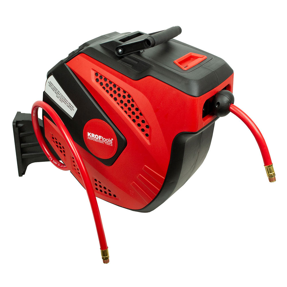 Avvolgitubo per aria compressa con tubo 12 m diametro 12,5–18,8 mm Kroftools fissaggio a parete muro