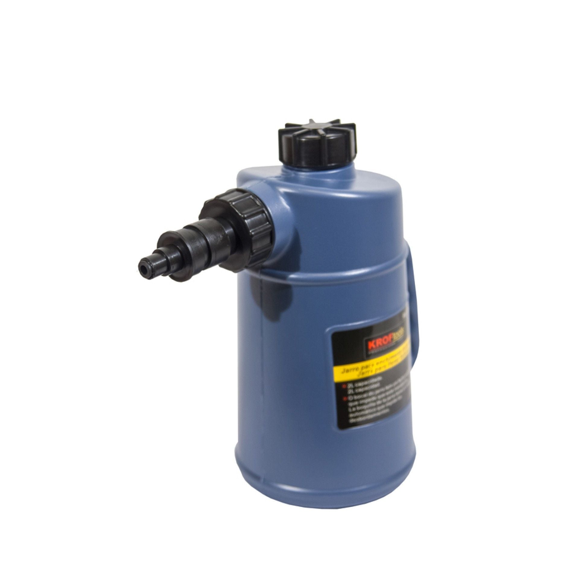 Recipiente riempimento batteria auto, contenitore da 2 litri per liquido piombo - acido, tanica con bocchettone, Kroftools