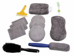 Spazzola di pulizia auto interno esterno, spazzola per dettagli, detailing brush set, per cerchi, interni auto, motore, scarico, sedili, 12 pezzi