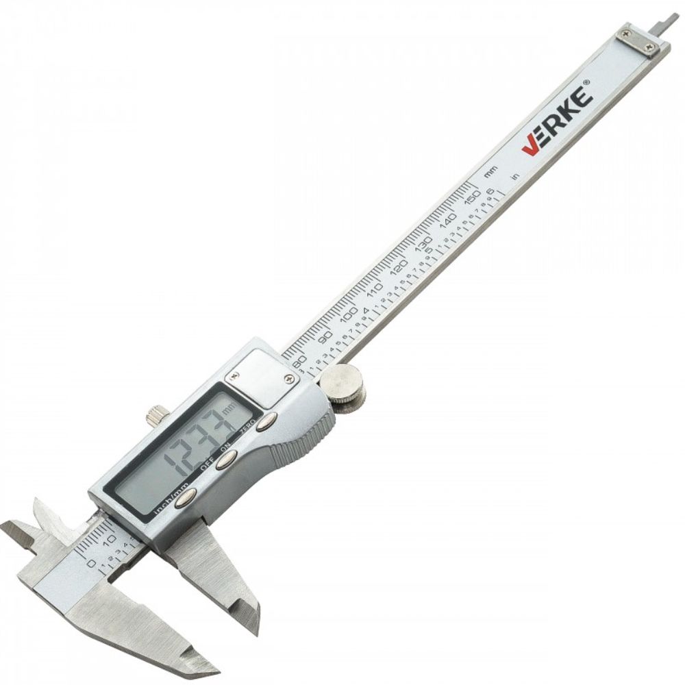 Calibro digitale elettronico ad alta precisione calibri 0.02 mm in acciaio inox 150mm con asta piatta e display lcd micrometro digitale professionale per misurazione esterne, interne, profondità e di passo Geko