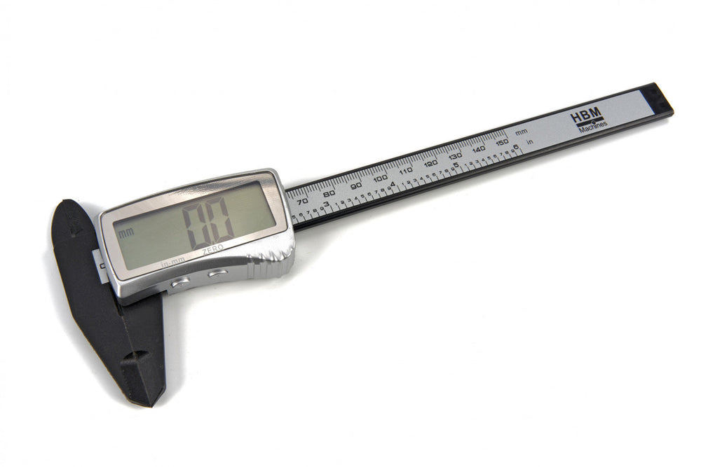Calibro digitale elettronico in fibra di carbonio 150 mm con asta piatta e display lcd micrometro professionale per misurazione esterne, interne, profondità e di passo Hbm