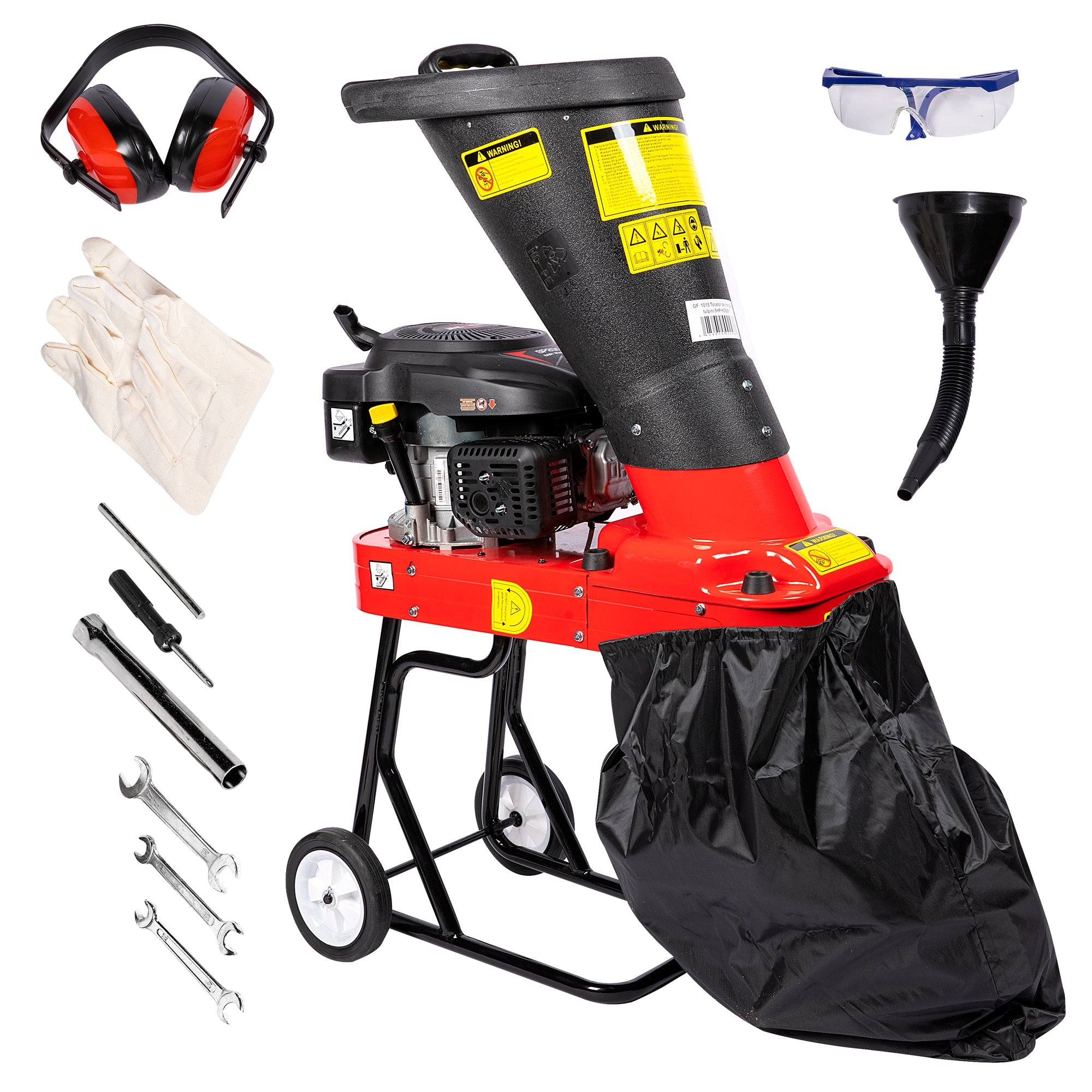 Trituratore per rami e tronchi a benzina ,biotrituratore a scoppio,cippatore rami, 5 HP, da hobby