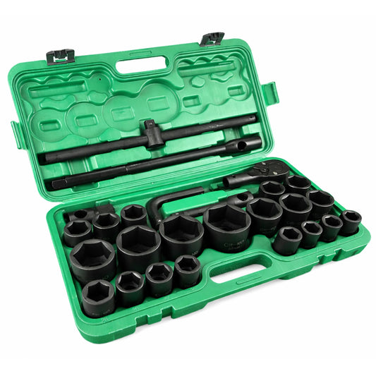 3/4"- 1" Set bussole a impatto, set chiavi a bussola, drive impact socket, dimensioni metriche (21-50 mm e 55-65 mm), Cr-Mo acciaio con barre di prolunga