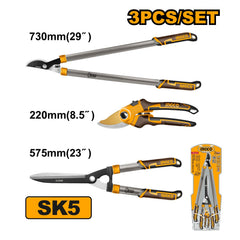 Set di 3 cesoie potatura – troncarami telescopico, cesoie per siepi, forbici da potatura – manici telescopici estensibili, impugnatura ergonomica, leggeri - attrezzi giardinaggio, forbici da giardino, attrezzi da giardino per rami/alberi, Ingco