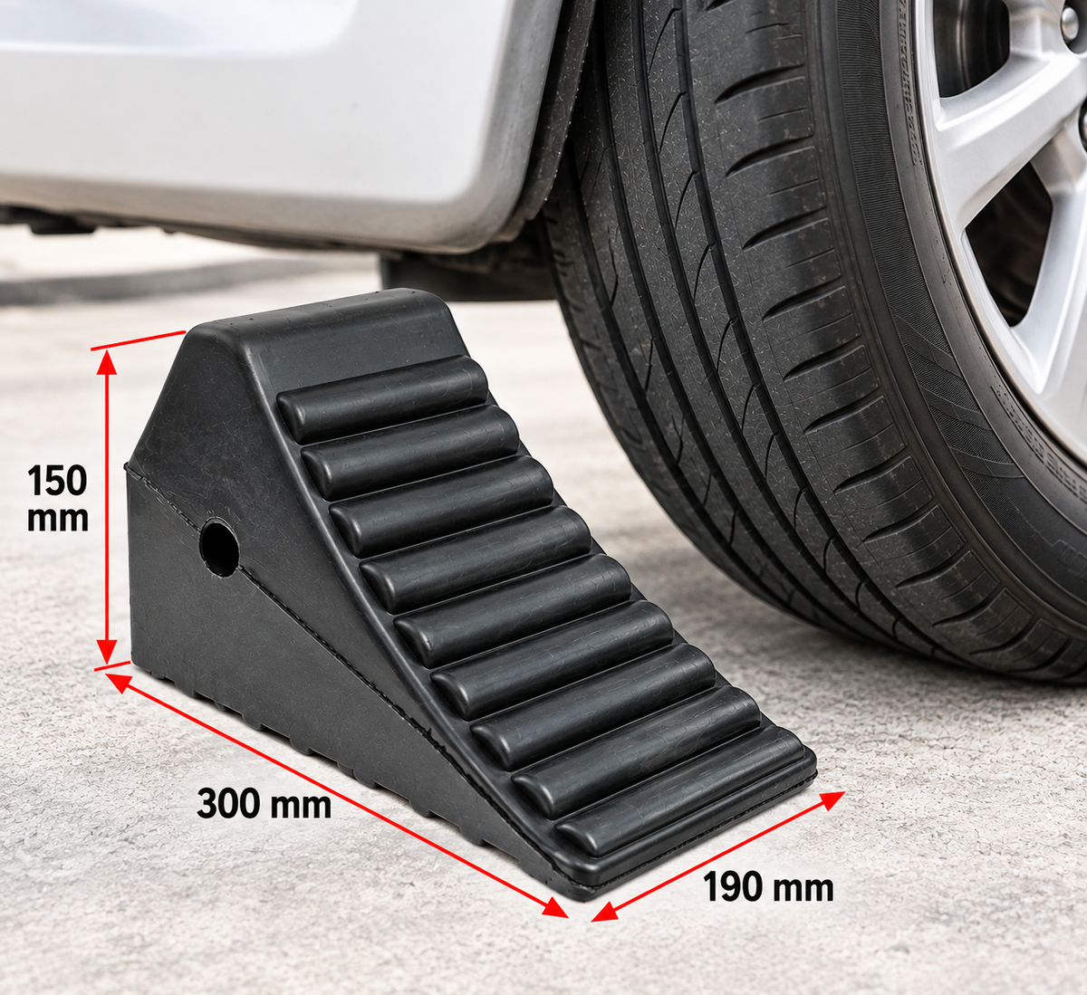 Cunei blocco ruote auto 300 × 190 × 150 mm, fermaruota in gomma resistente