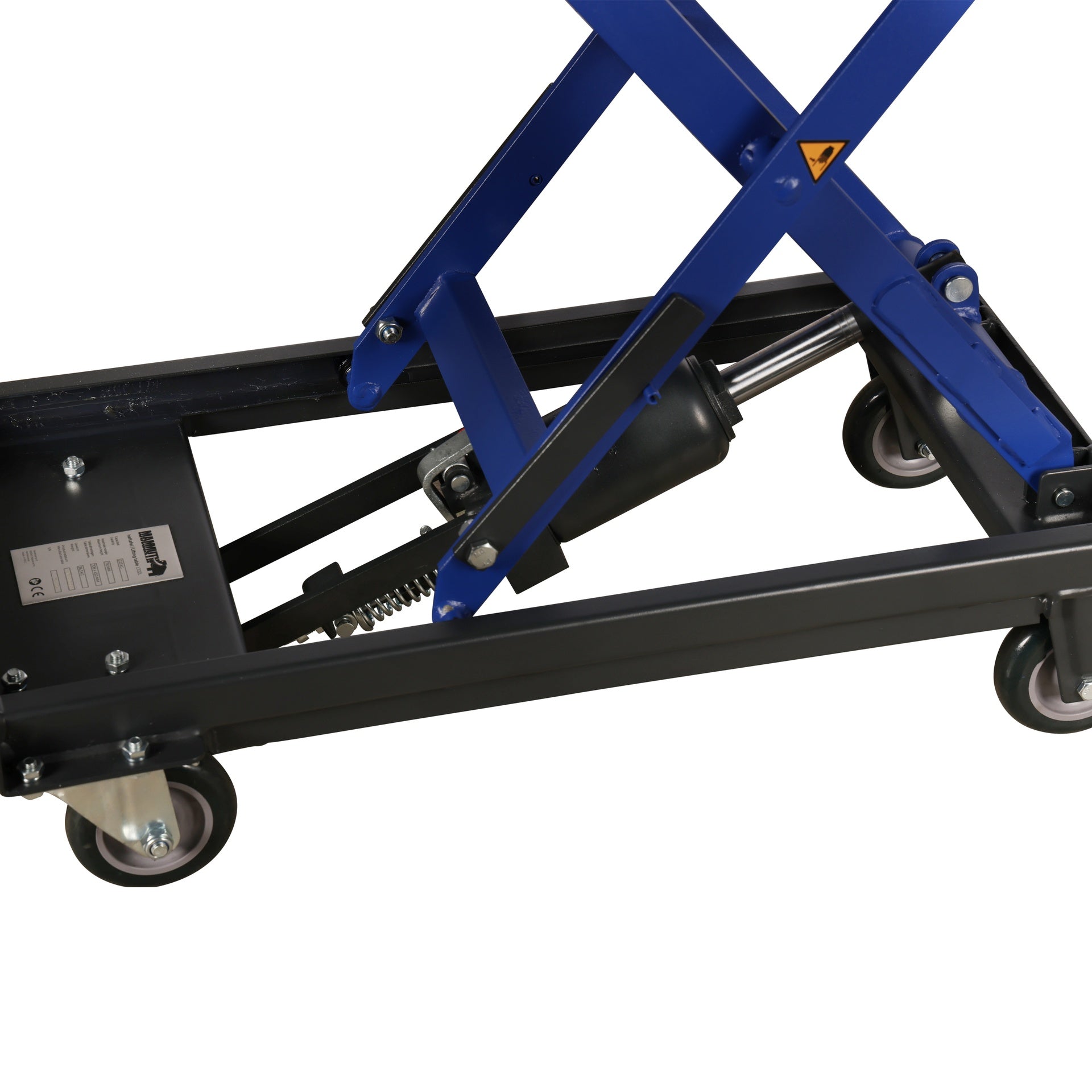 Tavolo elevatore idraulico mobile con altezza di sollevamento 225–710 mm, piattaforma 708 × 450 mm, capacita' di carico 225 kg, carrello idraulico a forbice , carrello elevatore idraulico, Mammuth