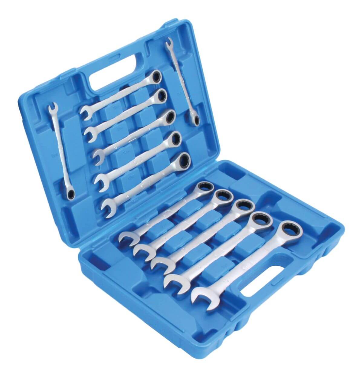 Set di chiavi a cricchetto combinate, con anello da 8–19 mm, 12 pezzi, Satra