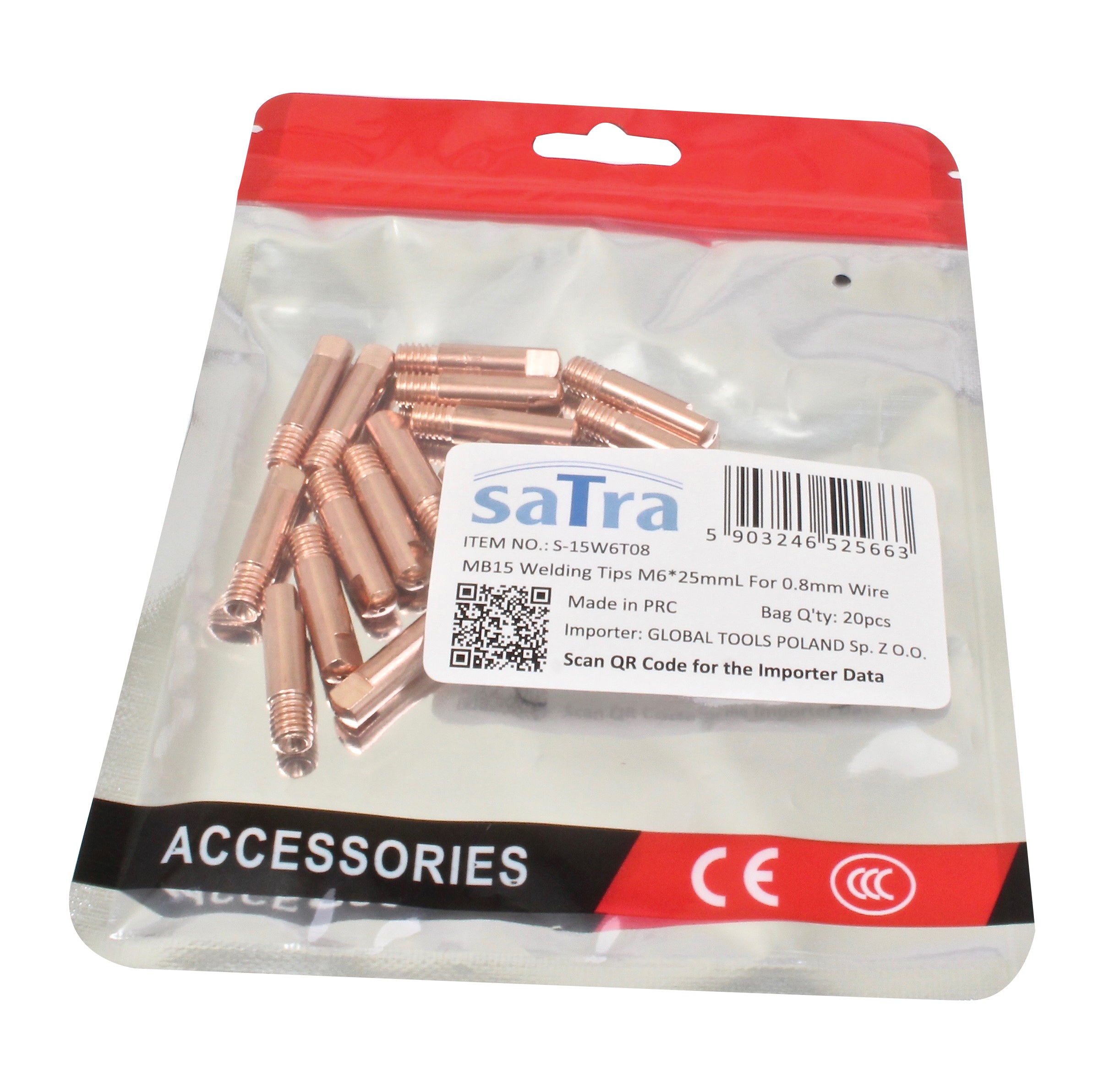 Kit per ugelli saldatore MIG con punte di contatto, set di punte di contatto per ugelli per saldatura MIG/MAG, M6, lunghezza 25 mm, 20 pezzi