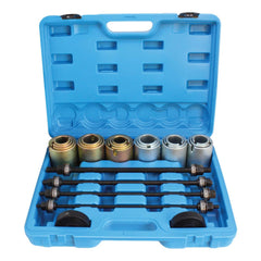 Estrattori set per montaggio smontaggio cuscinetti ruota e boccole, utensili per espulsione cuscinetti assiali, 26 pezzi Asta