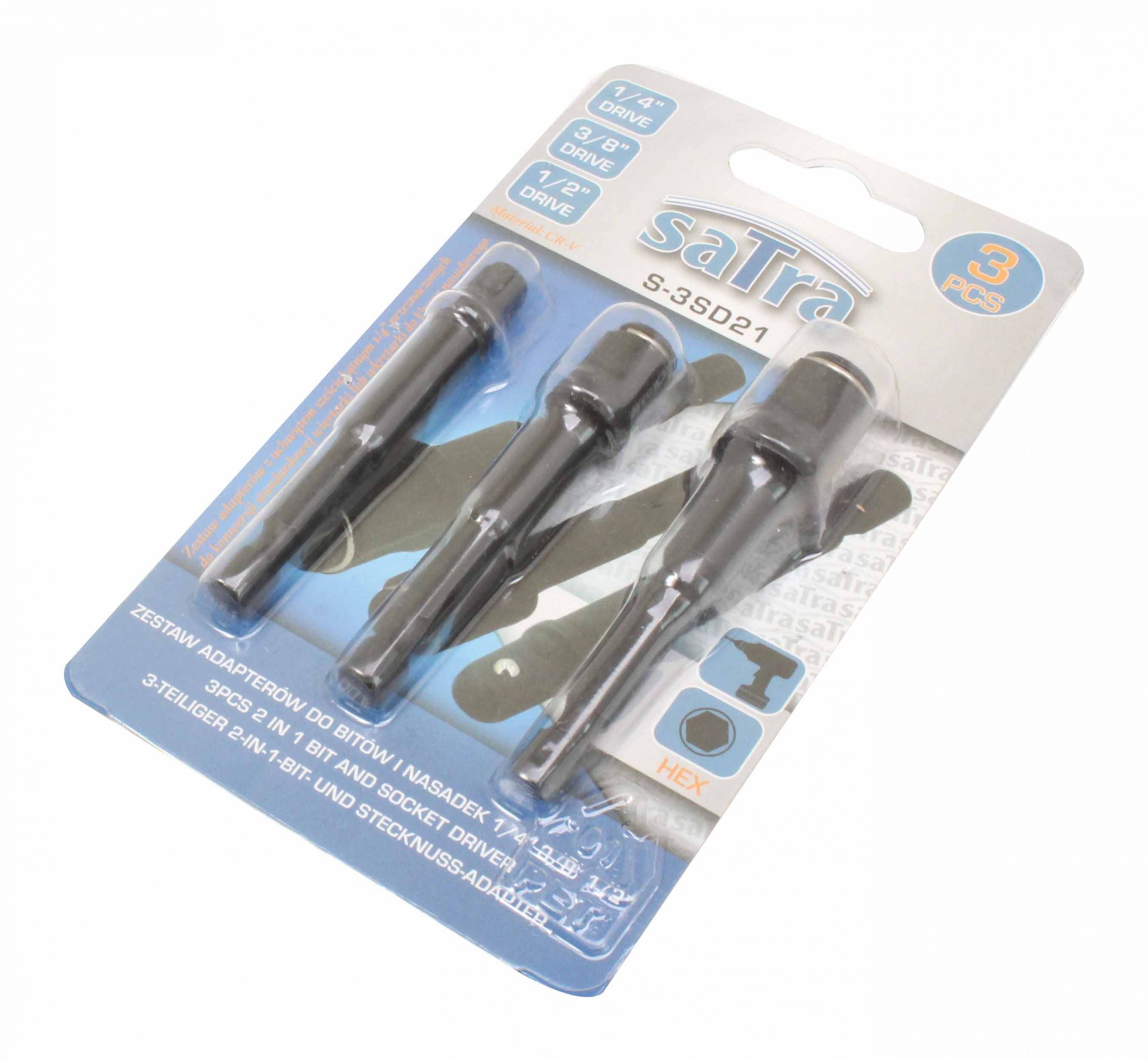 Adattatore per chiave a bussola punta da trapano, adattatori professionali 1/4'', 3/8'', 1/2'' per avvitatori ad impulsi, set 3 adattatori per bussole a percussione, set di chiavi a cricchetto