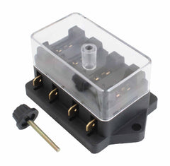 4 vie scatola portafusibili standard, generic porta fusibile, libero fusibile del lamierina standard, per auto barca marina, scatola portafusibili a lama standard per circuito a 4 vie per auto da 32 V con fusibile max 30A, Satra