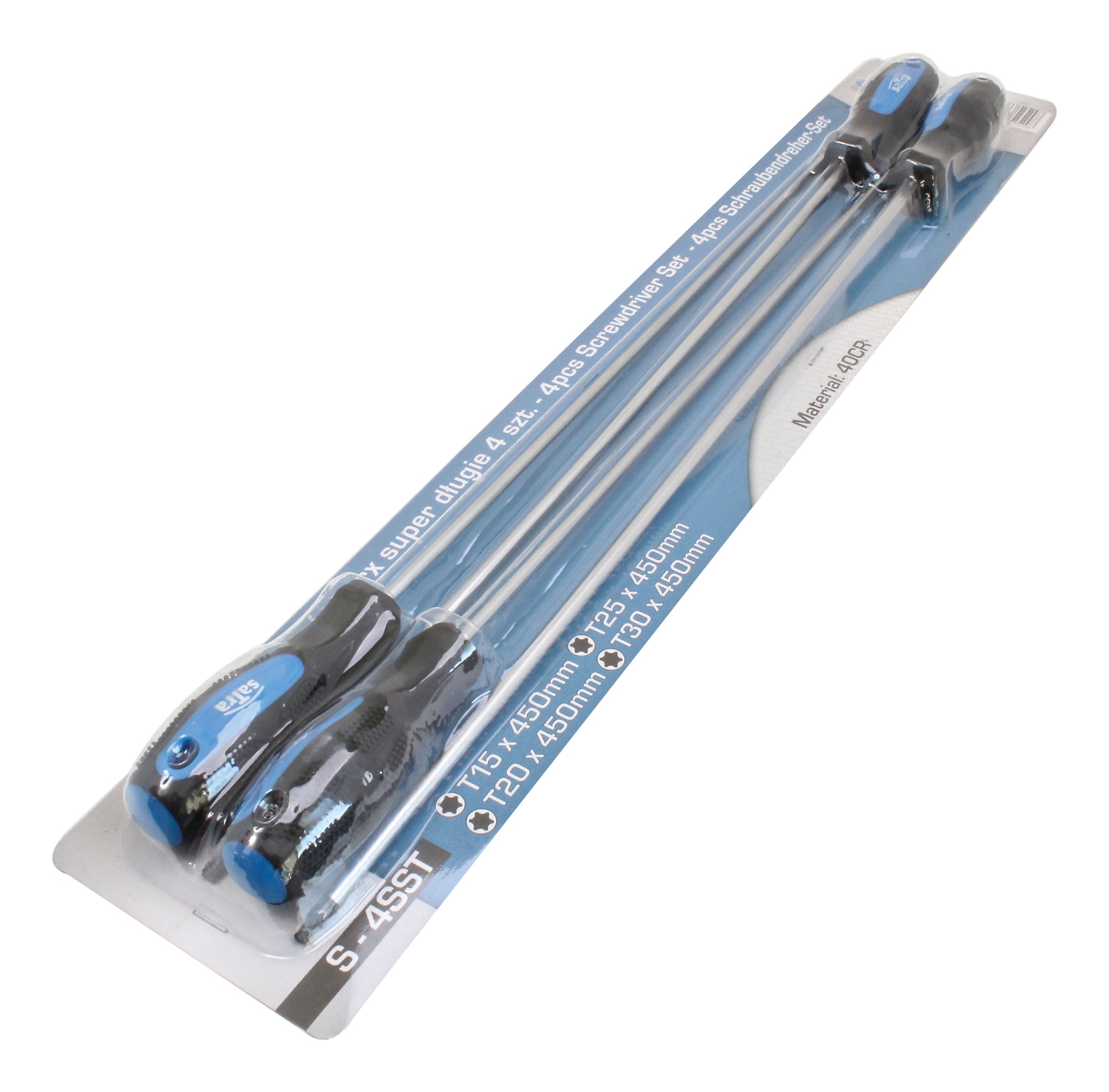 Set di 4 cacciaviti extra lunghe TX per viti Torx T15, T20, T25, T30 con punta magnetica, 450 mm