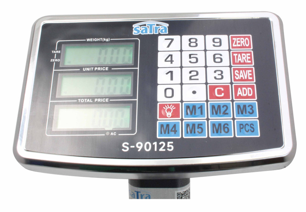Bilancia digitale professionale 60 kg,pieghevole, elettronica a piattaforma con display LCD e tastiera, ampia pedana, per magazzino, deposito, negozio e pacchi 34x30cm Satra