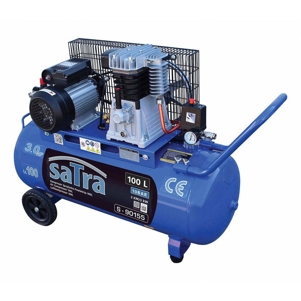 Compressore d'aria portatile per pneumatici 230 V, gonfiatore per pneumatici a doppio cilindro, 100 litri, 170 l/min  10 bar, per suv camion, auto bici, palloni, materassi ad, barche gonfiabili, per uso non  Satra