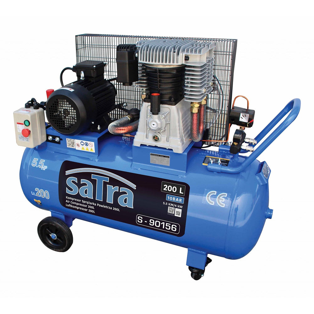 Compressore d'aria portatile per pneumatici 380 V, gonfiatore per pneumatici a doppio cilindro 200 litri, 5.5 HP 250l/min 10 bar, per suv camion, auto bici, palloni, materassi ad, barche gonfiabili, per uso non  Satra