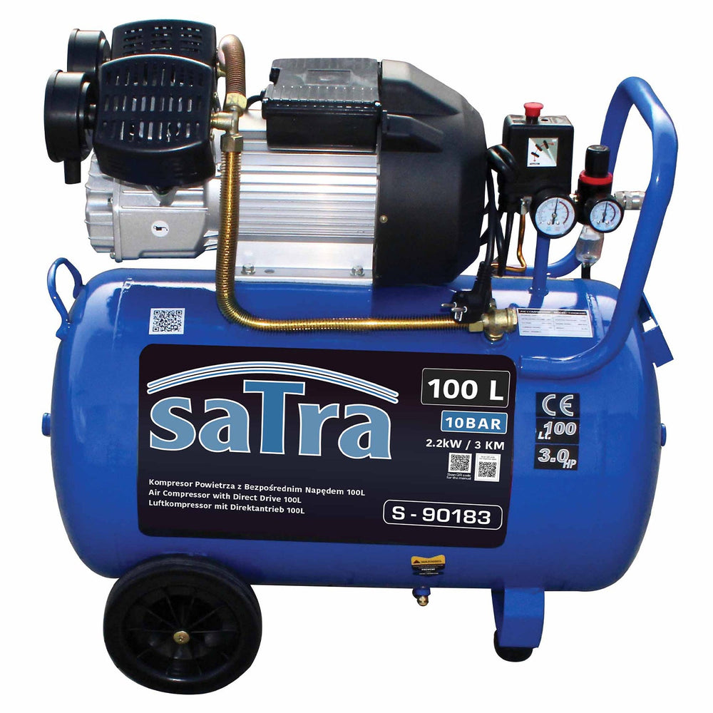 Compressore d'aria portatile a trasmissione diretta per pneumatici 220 V, gonfiatore per pneumatici 100 litri, 10 bar, per suv camion, auto bici, palloni, materassi ad, barche gonfiabili, per uso non