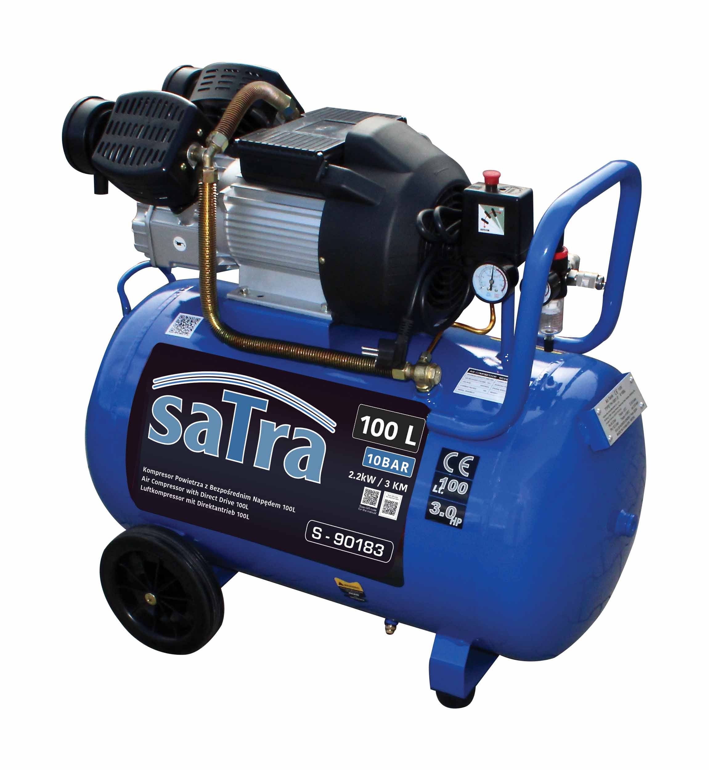 Compressore d'aria da 220 V, gonfiatore per pneumatici, kit di gonfiaggio per pneumatici 100 litri, 10 bar