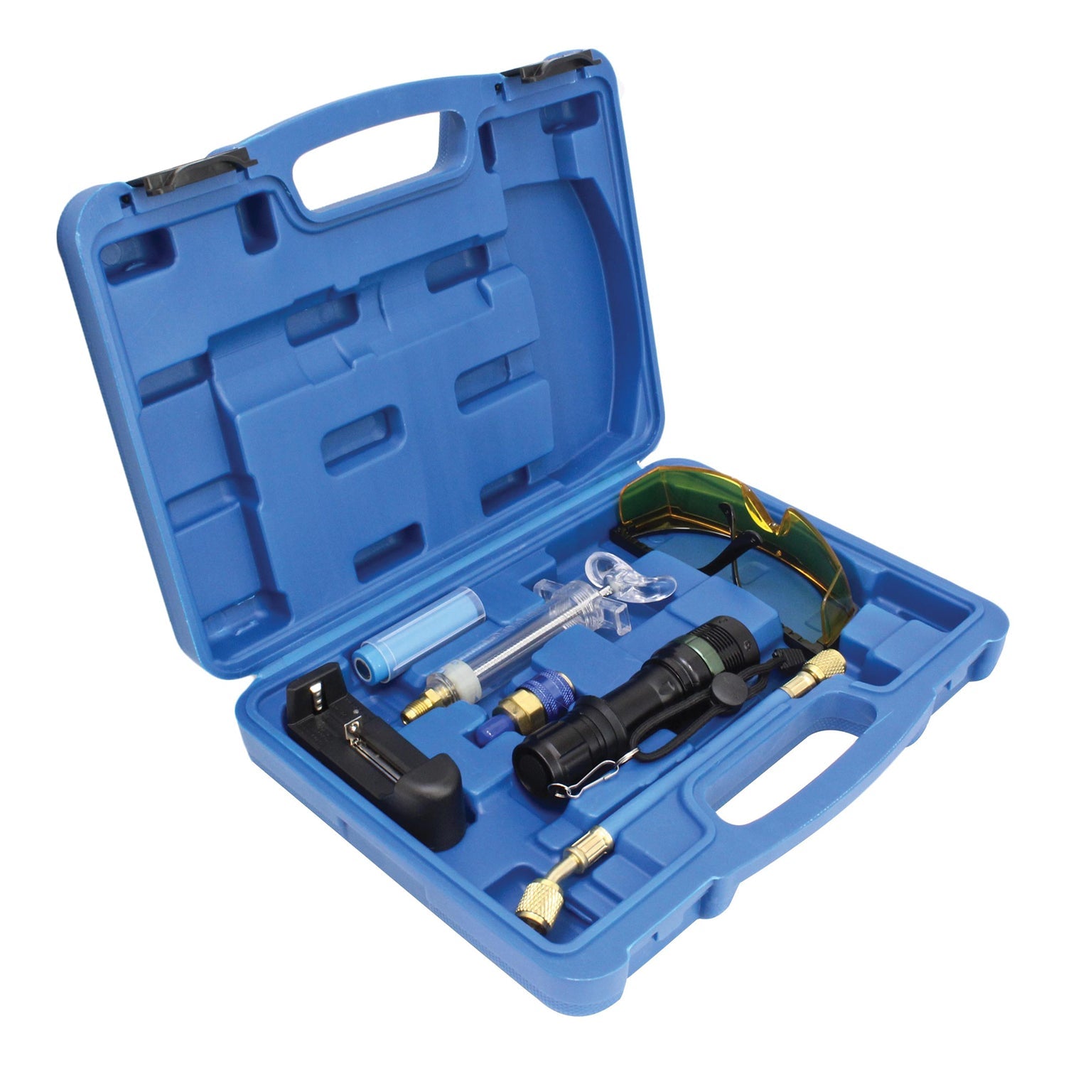 Set di torcia UV per rilevamento perdite con accessori, per condizionatori, kit rilevatore di perdite AC accurato per aria, per auto, condizionatore d'aria, torcia elettrica, occhiali protettivi fluorescenti, Satra