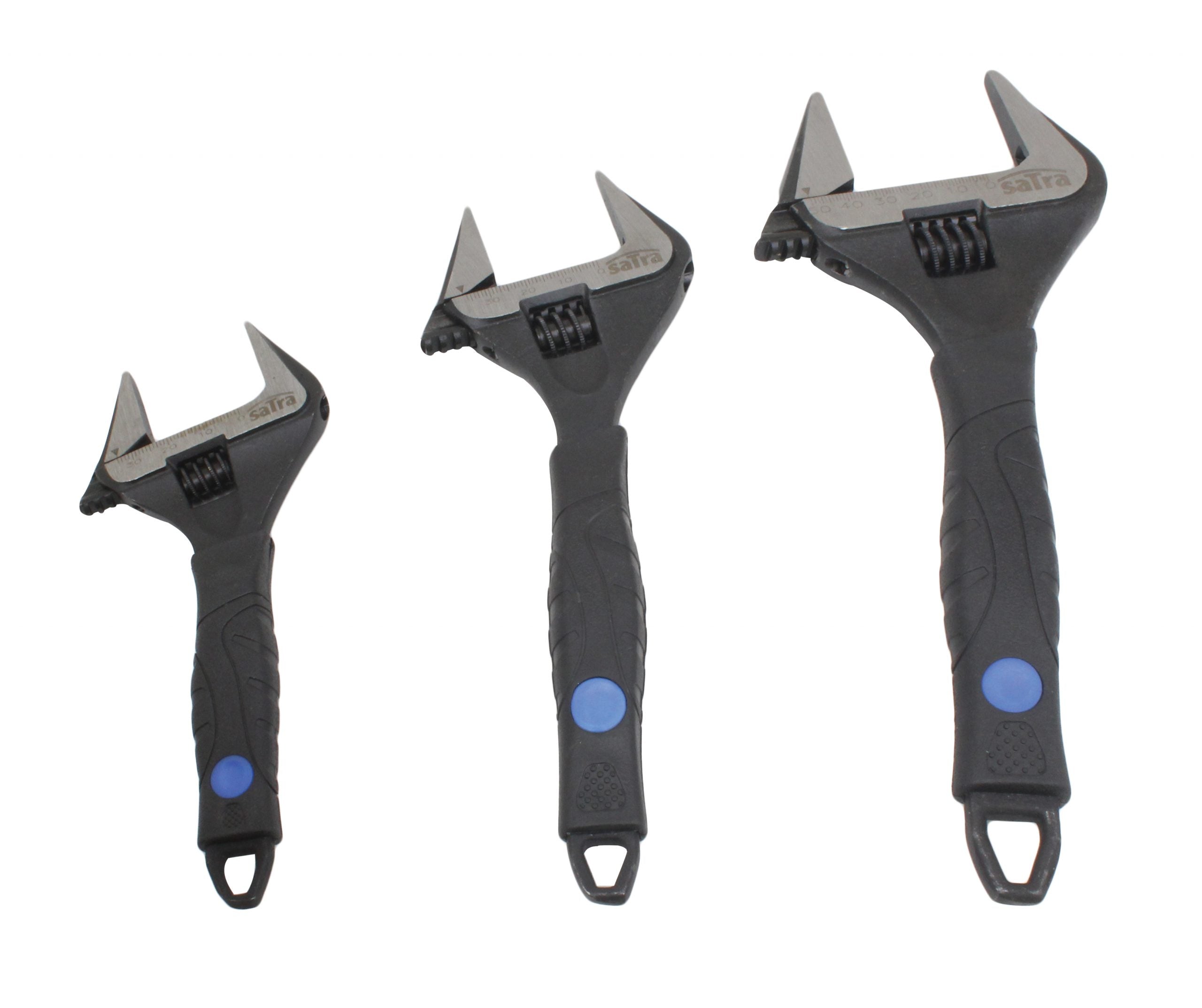 Set di chiavi regolabili 3 pezzi, chiave a rullino 150, 200, 250mm, chiave inglese regolabile a bocca larga, con impugnatura ergonomica, ampia apertura (32/42/55 mm), acciaio Cr-V