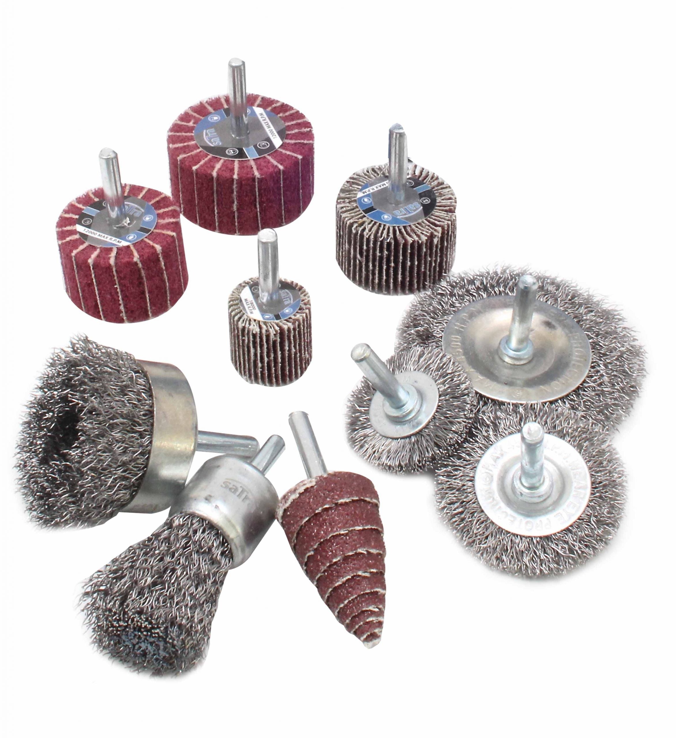 Spazzole metalliche in acciaio per trapano, set spazzole metalliche, spazzola a disco, tazza e cilindrica per rimozione ruggine, vernice e pulizia metallo, legno, ferro, 10 pezzi