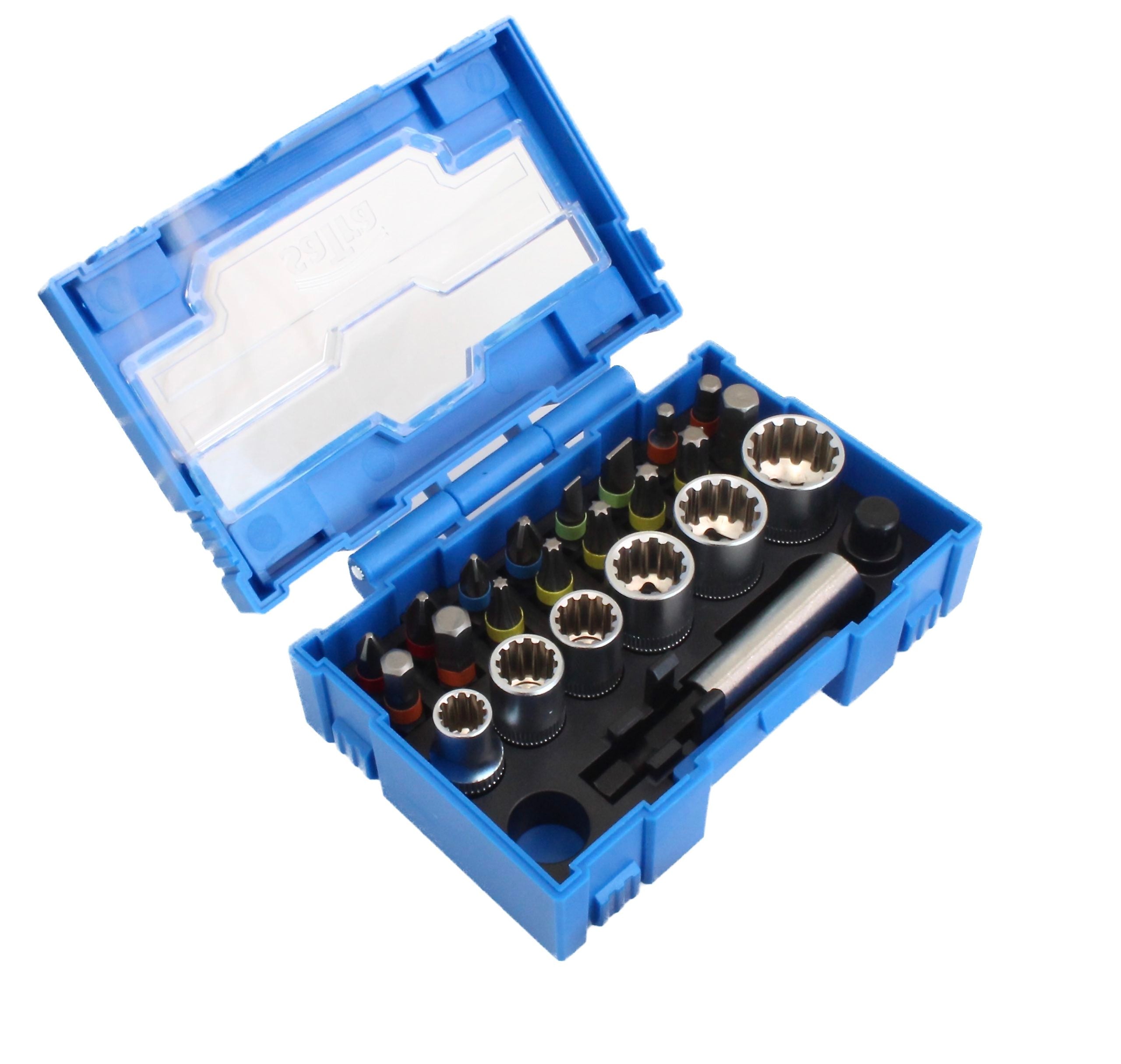 Set chiave a cricchetto quadrata con attacco 1/4" pollice con bussole Vario Plus e inserti, 24 pezzi
