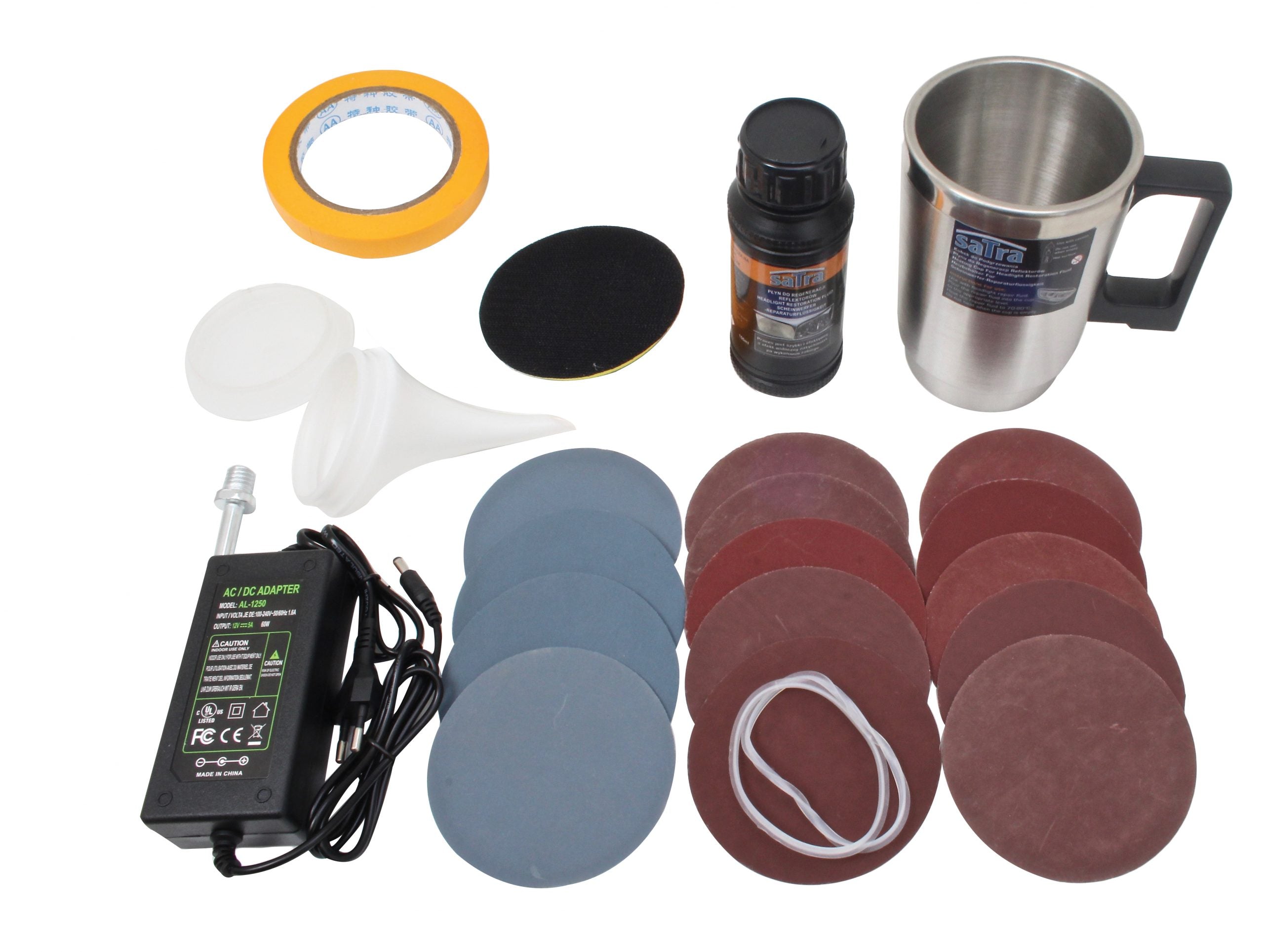 Rinnova fari auto, polimero fari kit, lucida fari auto, per riparazione ingiallimento/graffio/sfocatura/ossidazione, kit di riparazione per ottiche di fari, 23 pezzi Satra