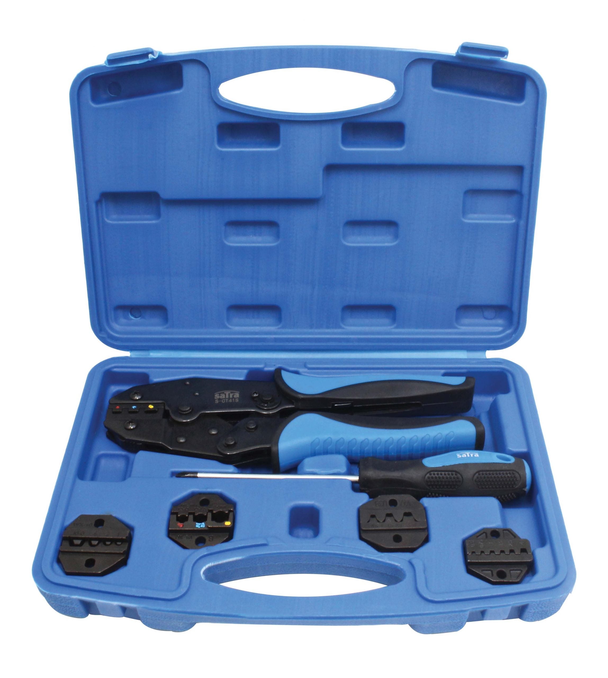 Set di pinze a crimpare, ganasce a rilascio rapido, crimpatrice capicorda, pinze crimpatrici per terminali a cavo, assortimento pinza crimpatrice a cricchetto e matrici intercambiabili