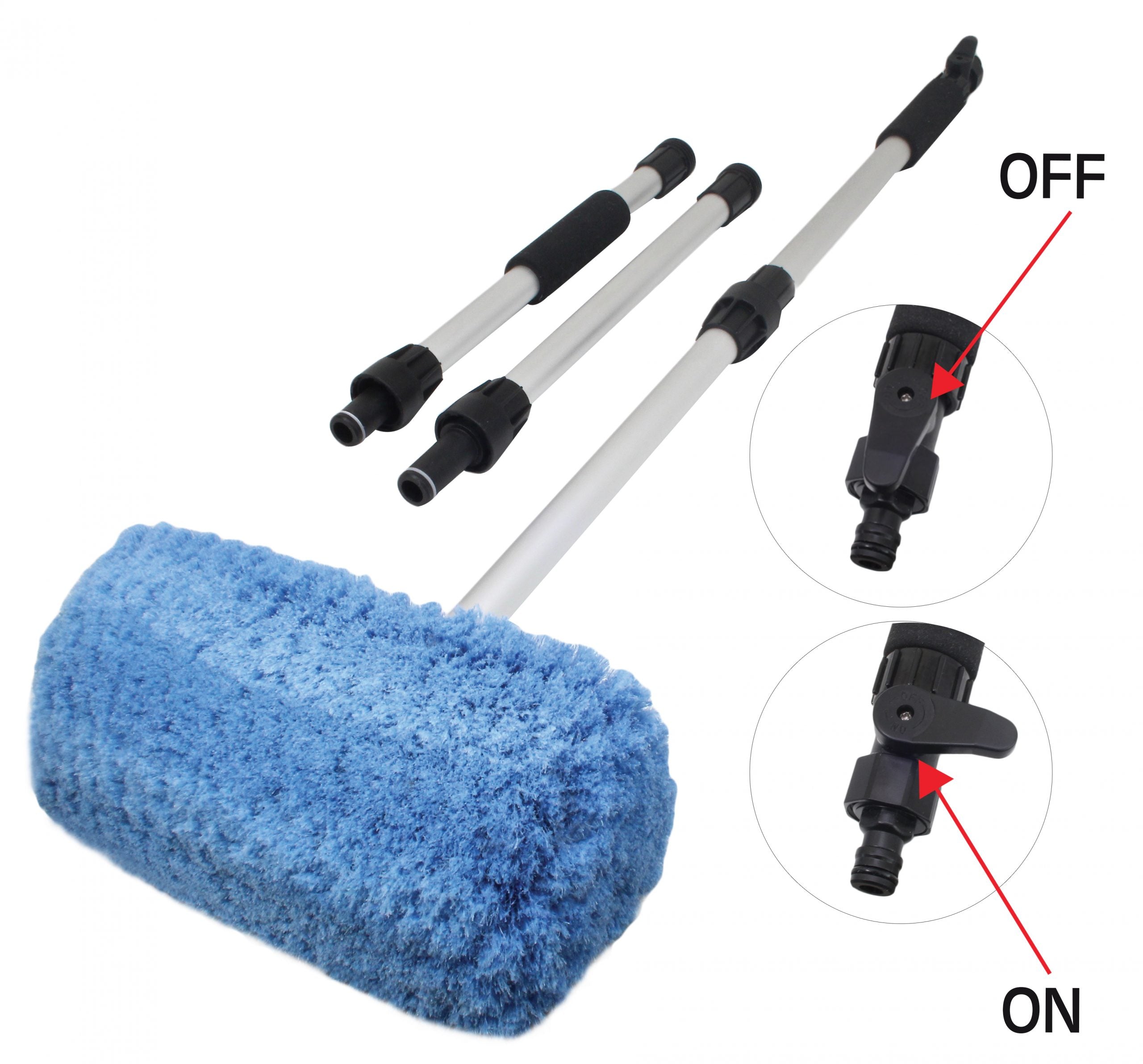 Set di spazzole pulizia telescopica lavaggio auto, spazzola 290 × 180 × 60 mm 100–1740 mm, spugna, auto camion camper moto, accessori, spazzolone, pennello, senza graffi, 250 × 60 mm 1020–1725 mm