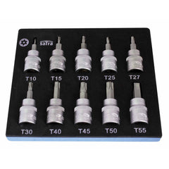 Set di inserti bit Torx, con inserto in schiuma per carrello portautensili, schiuma espansa, schiuma a forma di cubo, modulo per carrelli porta attrezzi, Torx 3/8