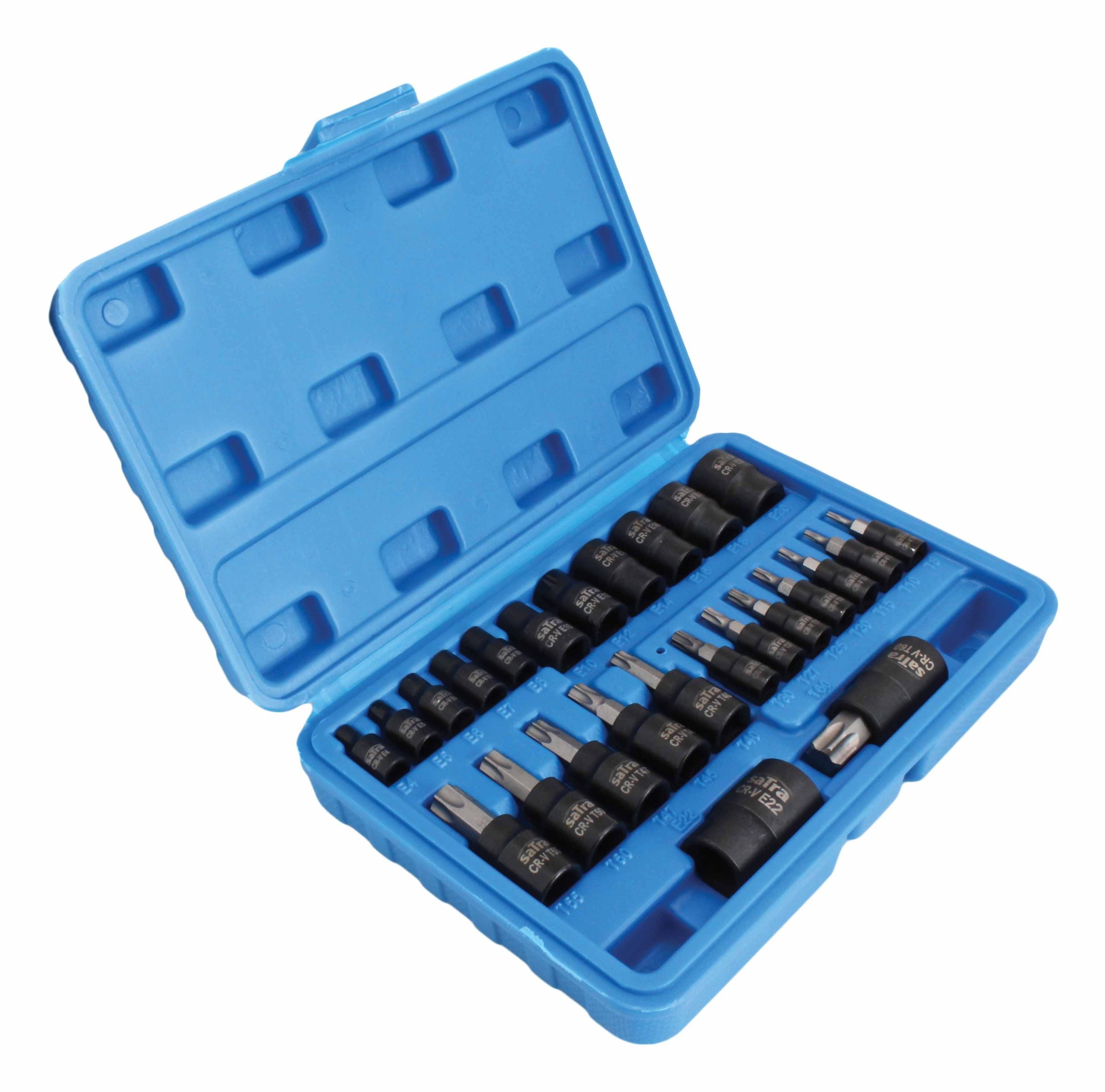 Set di 25 chiavi a bussola Torx E4-E20 T8-T60, inserti per chiave a bussole con punta, cassetta attrezzi