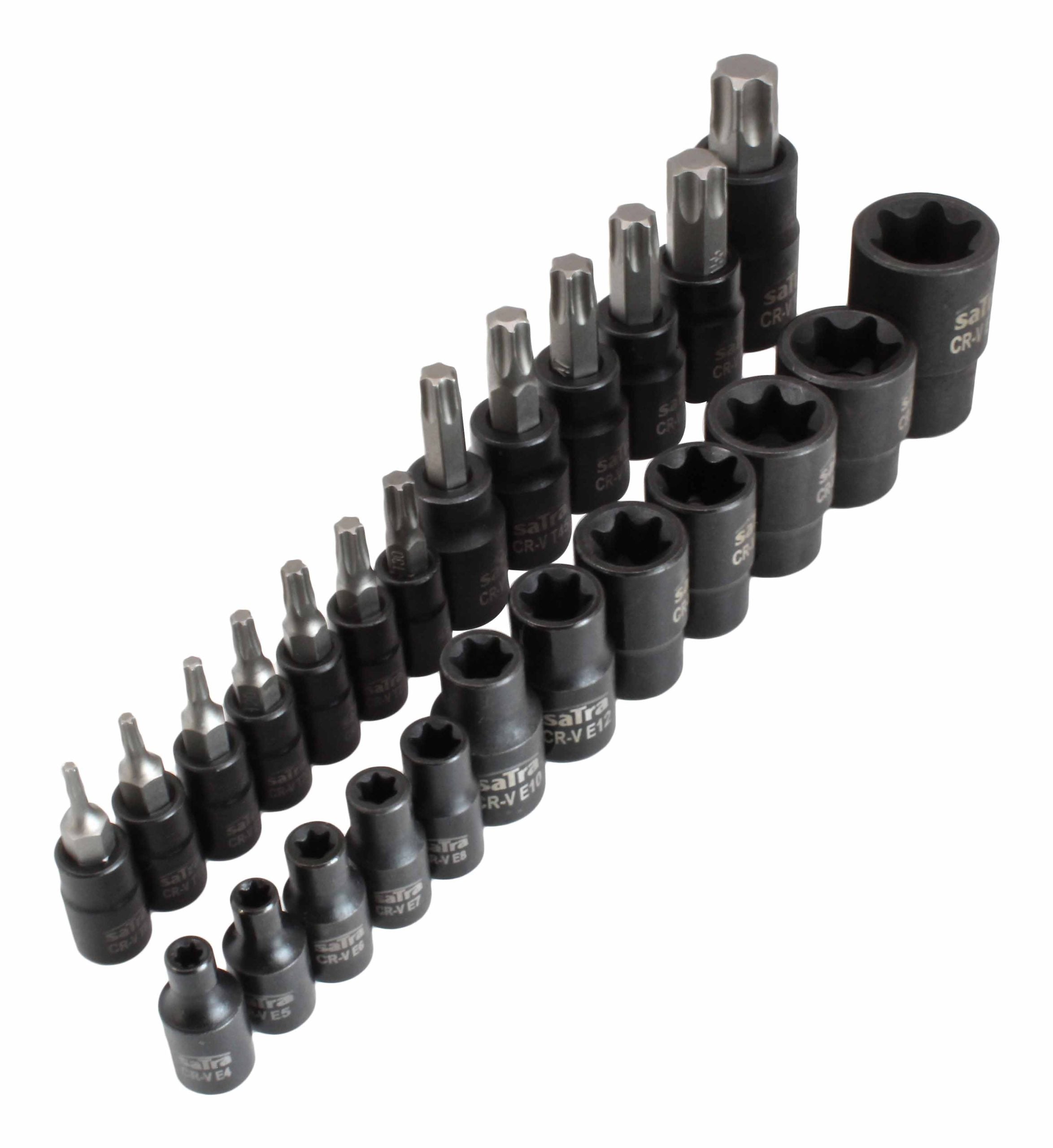 Set di 25 chiavi a bussola Torx E4-E20 T8-T60, inserti per chiave a bussole con punta, cassetta attrezzi