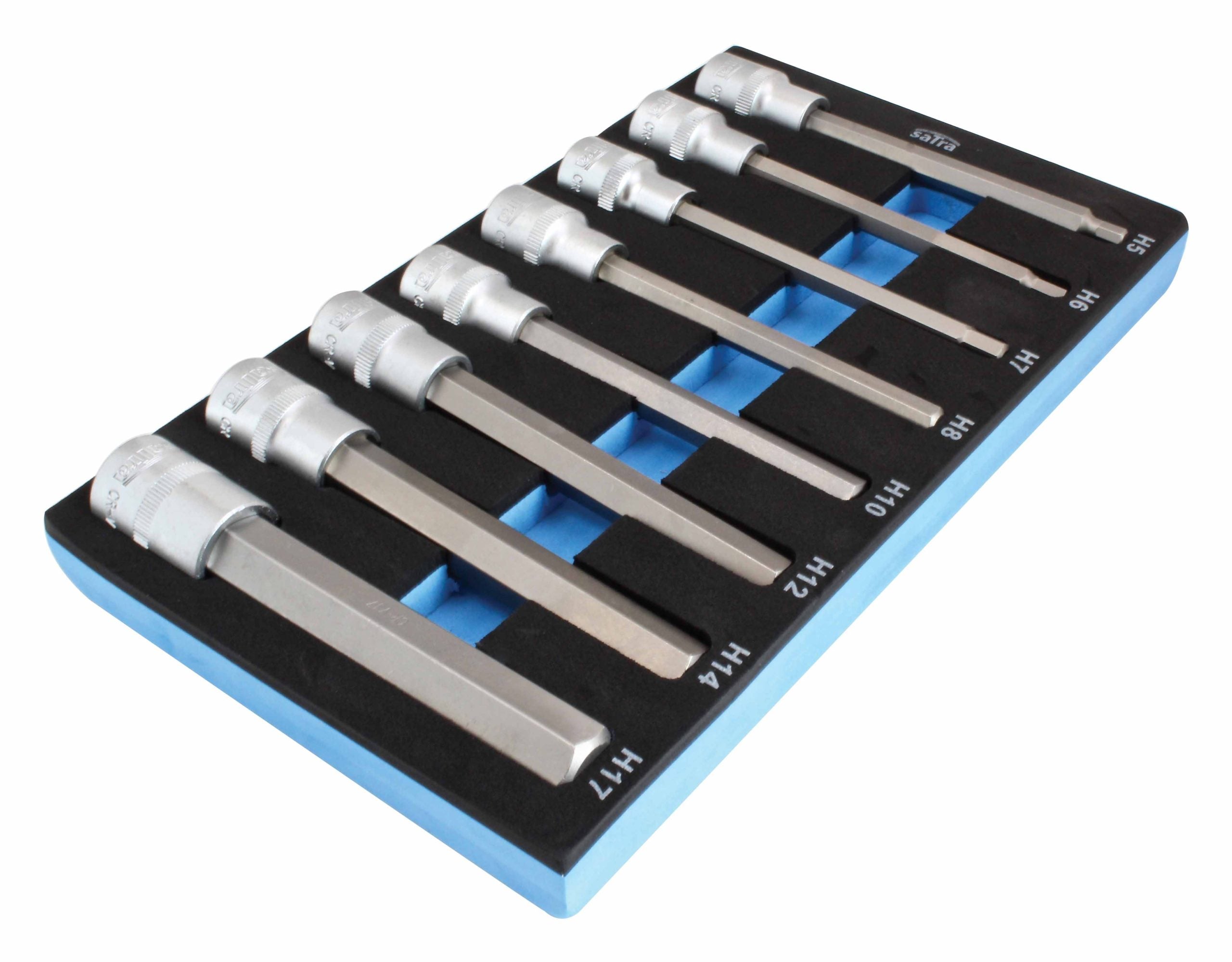Set di chiavi a bussola inserti bit esagonali 1/2", con inserto in schiuma per carrello portautensili, schiuma espansa, schiuma a forma di cubo, modulo per carrelli porta attrezzi, 140 mm 5-17 mm 8 pezzi