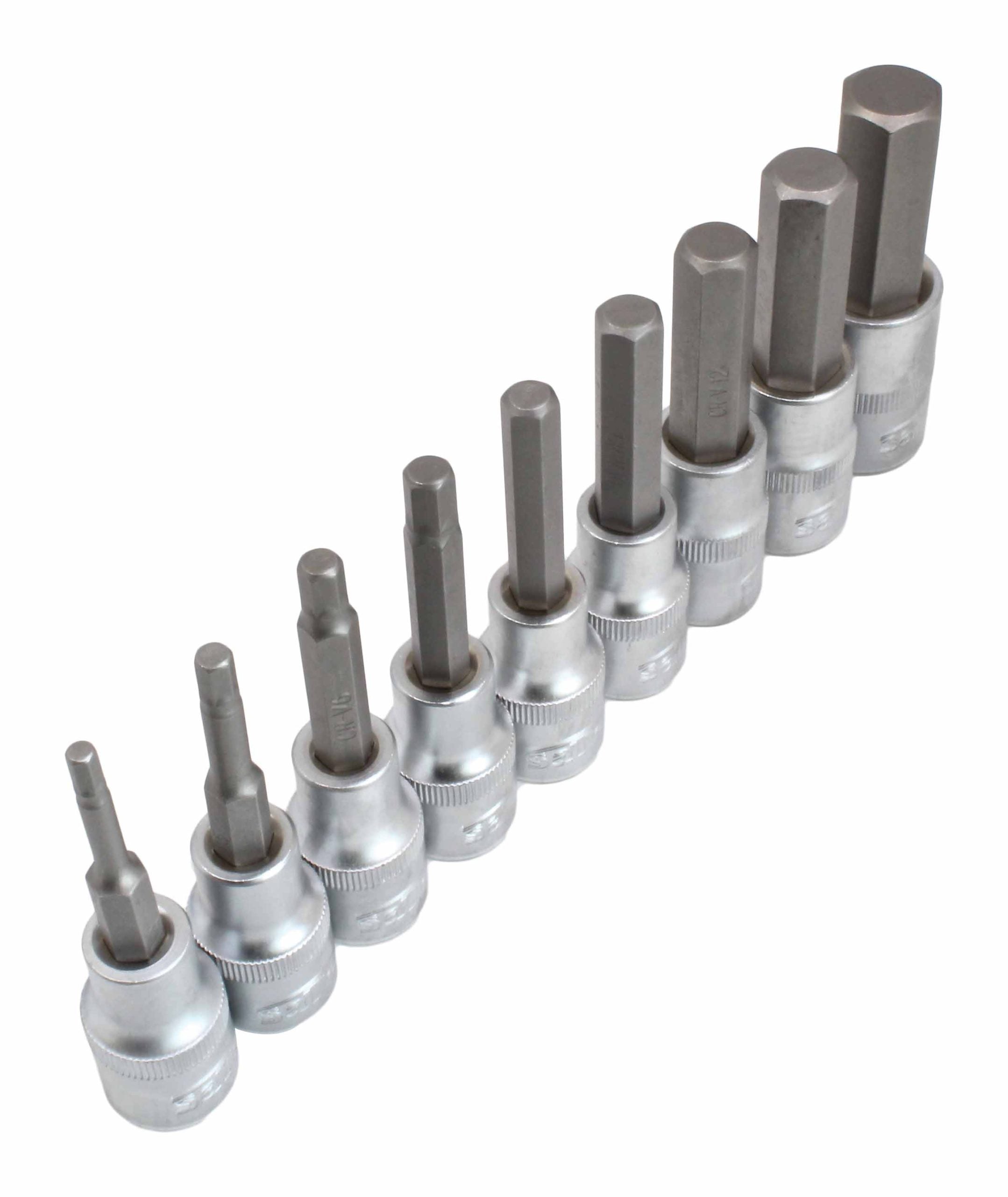 Set chiavi a bussola esagonali, inserti per chiave a bussole con punta, 1/2" pollice, 4–17 mm 80 mm 9 pezzi