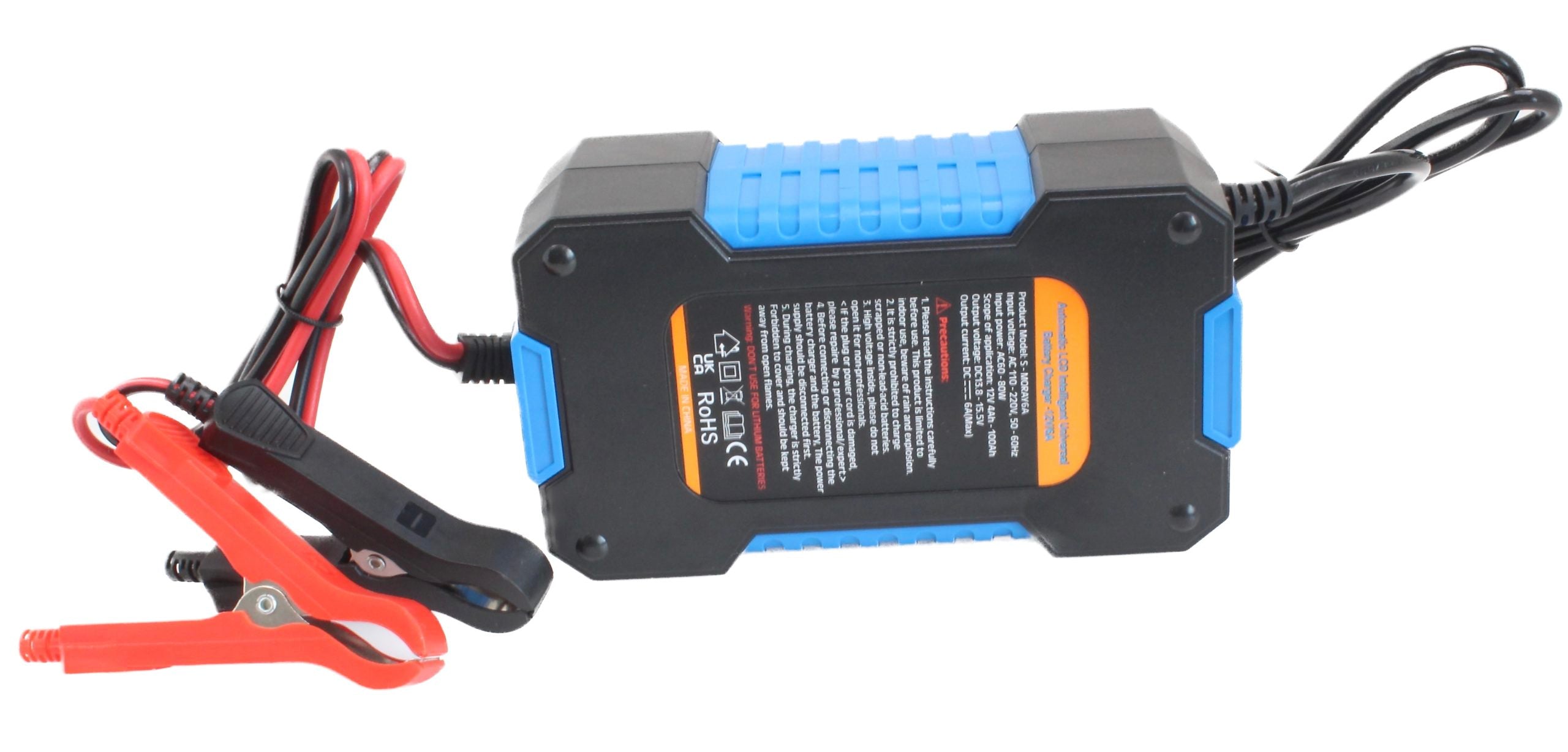 Caricabatterie intelligente automatico per auto, moto, caravan 12 V 6 A, mantenitore di carica con protezione da sovraccarico e compensazione termica, per batterie al piombo-acido, calcio, gel, ad acqua, start/stop agm ed efb, con display digitale LCD