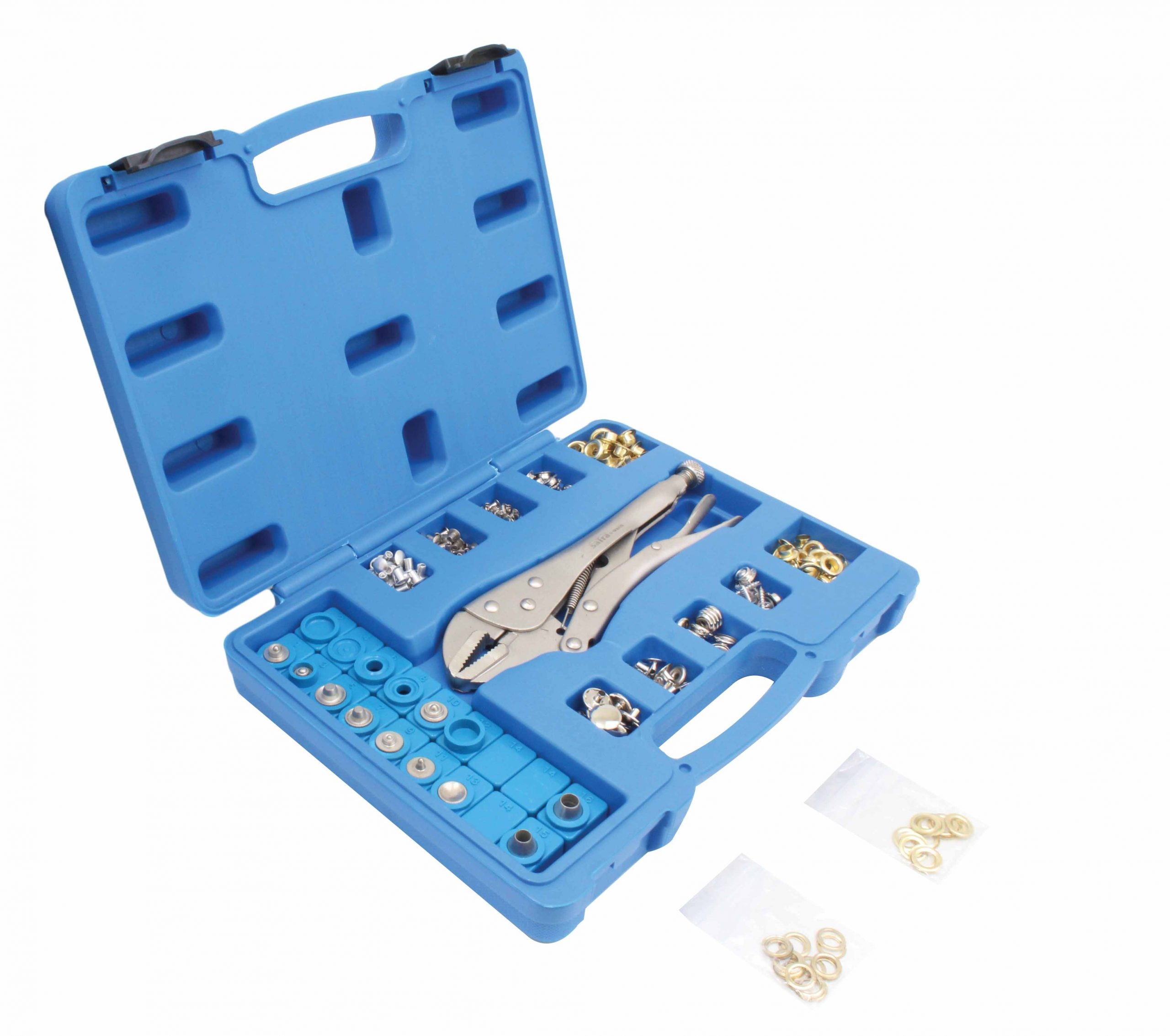 Pinza per occhielli metallici, occhielli per teloni, occhiellatrice per tessuti per pelle telone cartone pvc tessuto e tende da sole, 275 pezzi Satra